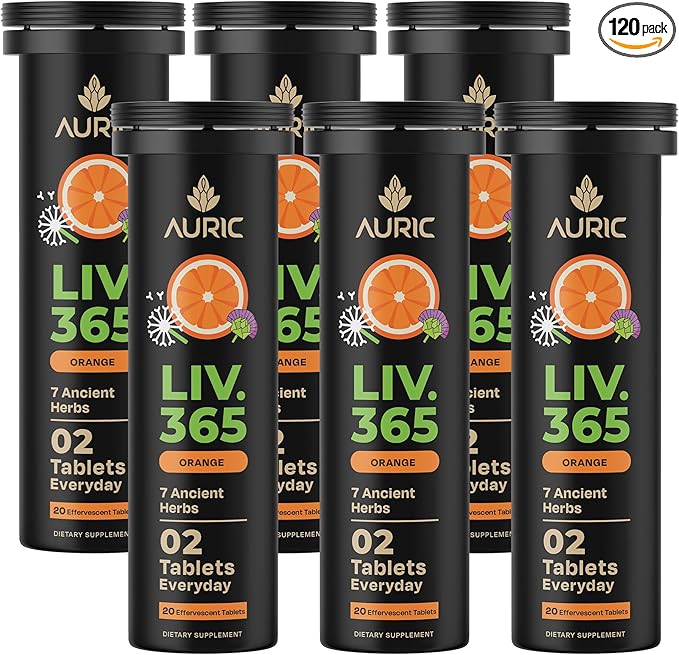 Auric Herbal Liver Support Supplement | Milk Thistle (Silymarin), Turmeric, Garlic, Ginger for Liver Health Advanced Detox & Cleansing Formula for Active Liver | 120 Tablets | Plant Based Gluten-Free