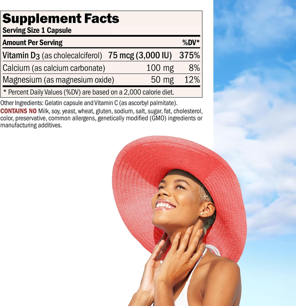 ANDREW LESSMAN Vitamin D3 3000 IU 720 Capsules - High Potency, Essential for Calcium Absorption, Supports Bone Health, Healthy Muscle Function, Immune System, More. Small Easy to Swallow Capsules