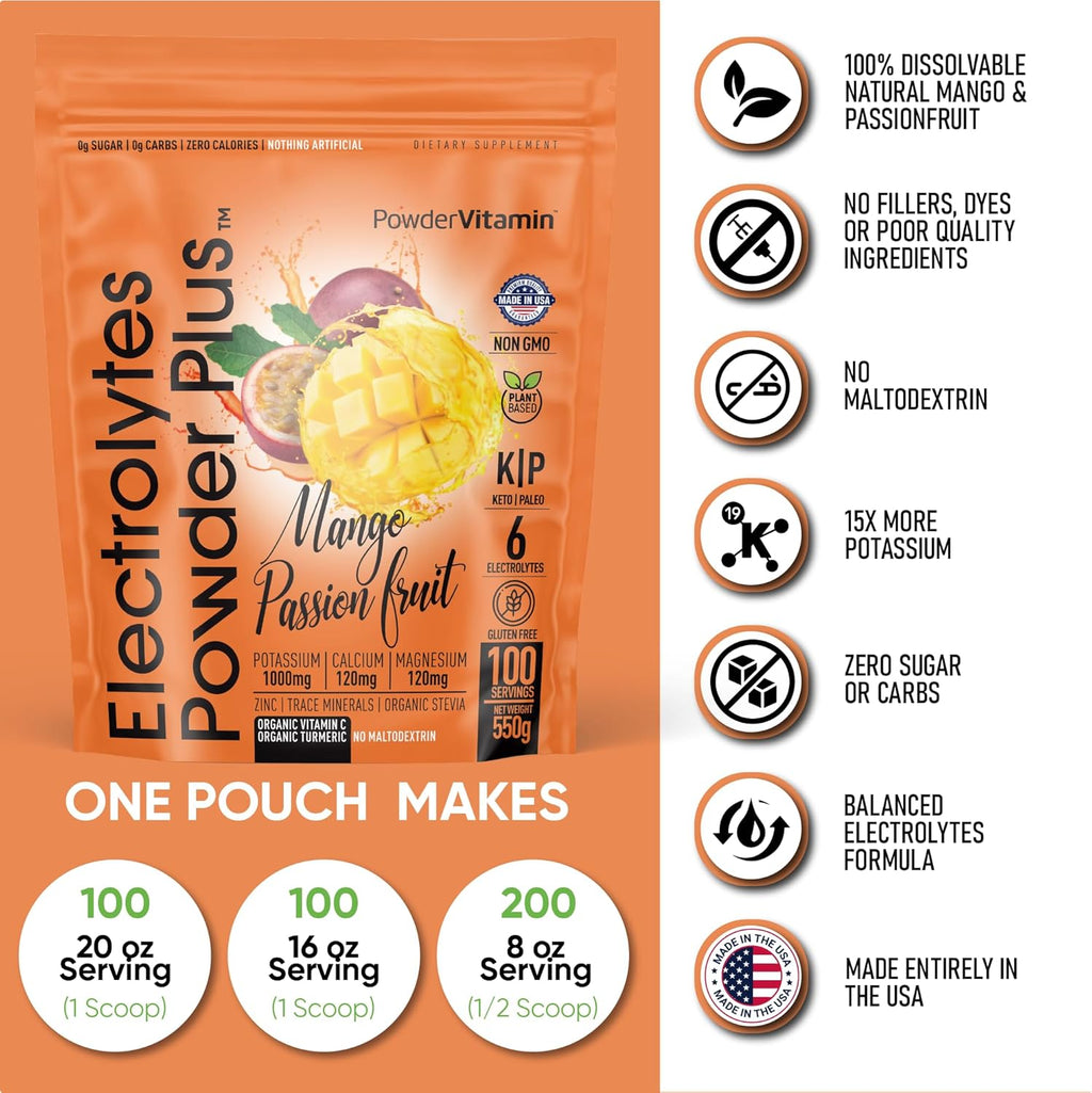 PowderVitamin Electrolytes Powder Plus (100 Servings) Strawberry Cucumber Electrolyte Powder Zero Calorie Keto,0Sugar, No Maltodextrin,1000mg Potassium,120mg Calcium,120mg Magnesium, Hydration Powder