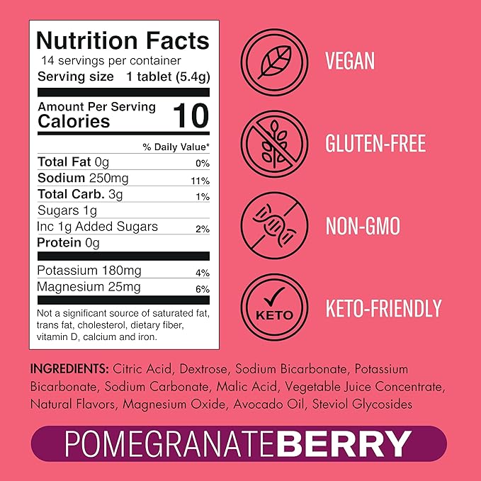 Plink! Fizzy Electrolyte Tablets for Adults & Kids – Pomegranate Berry, 14ct – Daily Hydration with Electrolytes – Low Sugar, Low Calorie, Vegan, Keto Friendly, Non-GMO, Water Enhancer