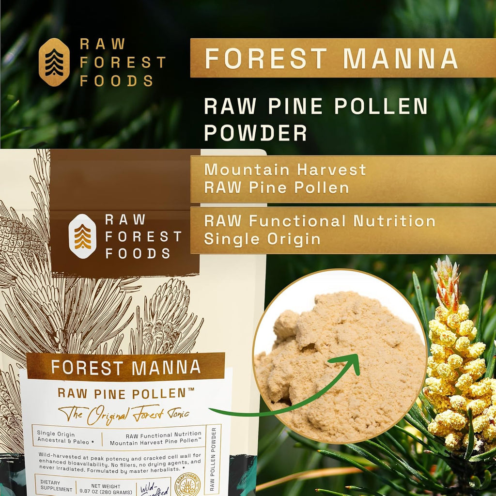 Forest Manna RAW Pine Pollen Powder – Mountain Harvest Pine Pollen – 280 Gram Pouch