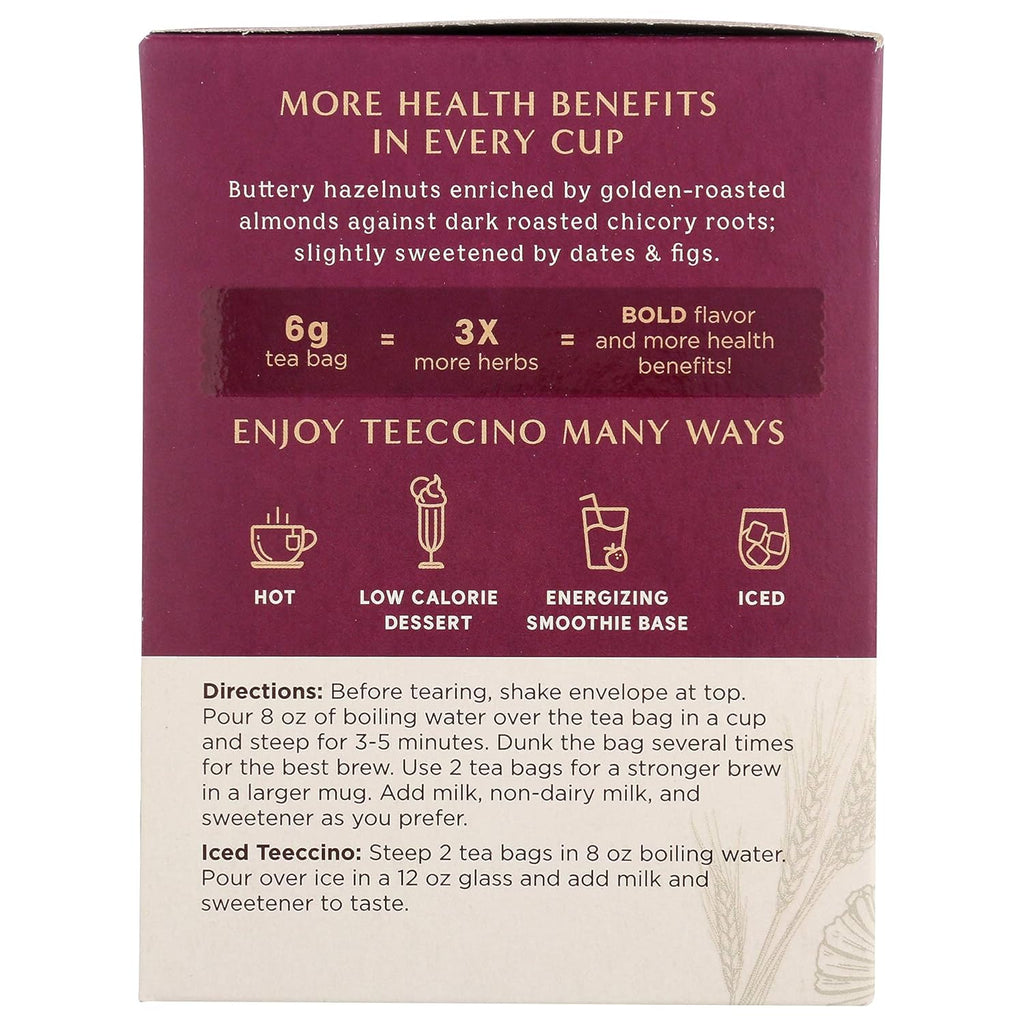 Teeccino Hazelnut & Vanilla Nut Herbal Tea Variety Pack - Roasted Herbal Tea That’s Caffeine Free & Prebiotic for Natural Energy, 10 Tea Bags (Pack of 4)