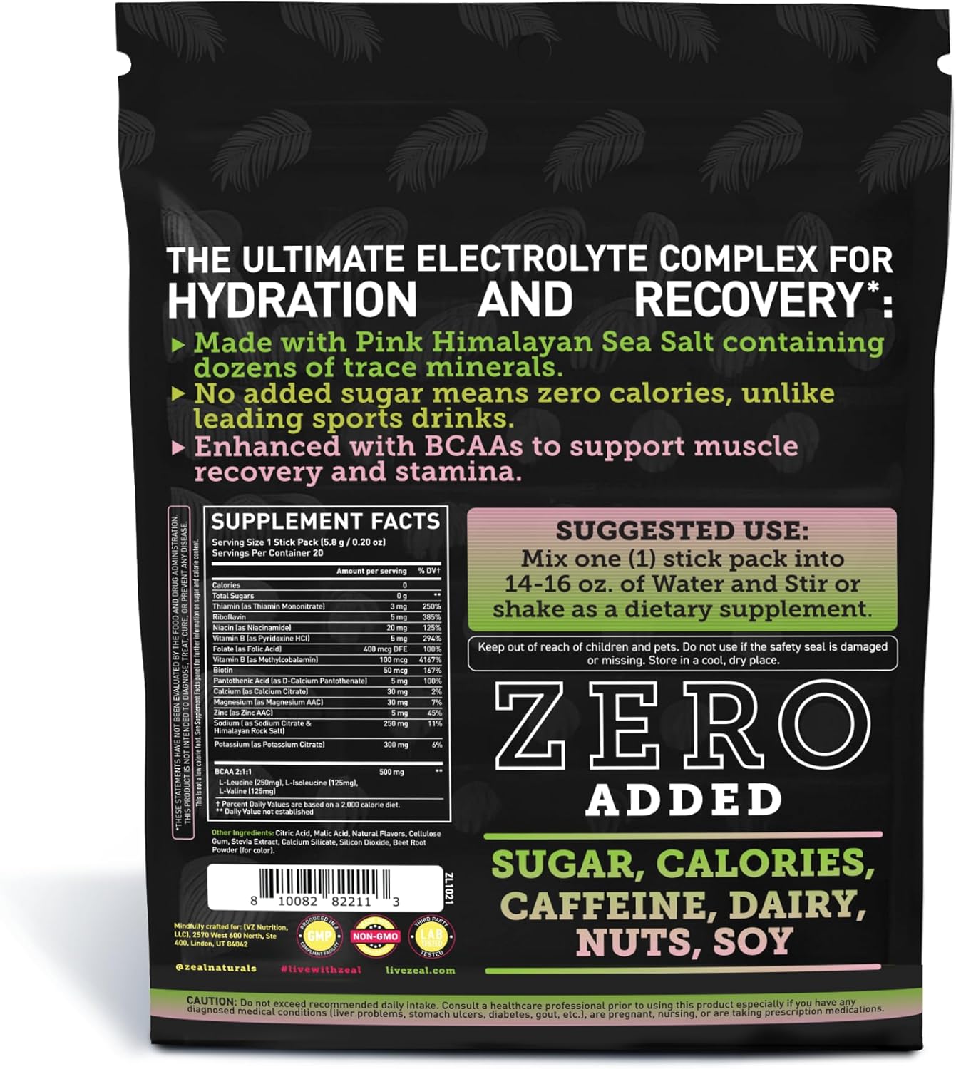 Enhanced Electrolyte Powder Stick Packs (Strawberry Kiwi | 20 Packets) w/ 0 Sugar +BCAAs +B-Vitamins Electrolyte Supplement w Potassium Zinc & Magnesium for Hydration - Keto Electrolytes