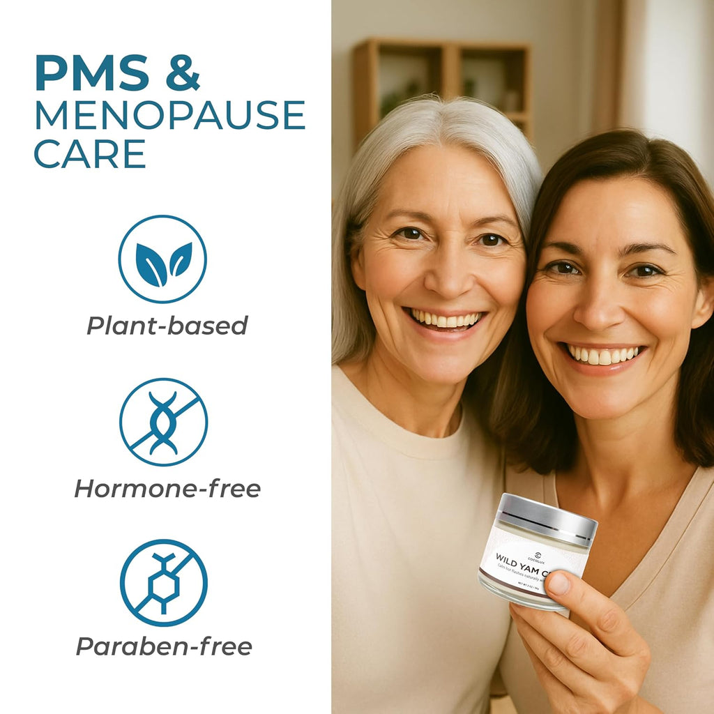 Wild Yam Cream – Herbal Support for PMS & Menopause Relief – Balances Hormones, Eases Hot Flashes & Night Sweats; Suitable for All Skin Types – Gift for Mother (2oz)