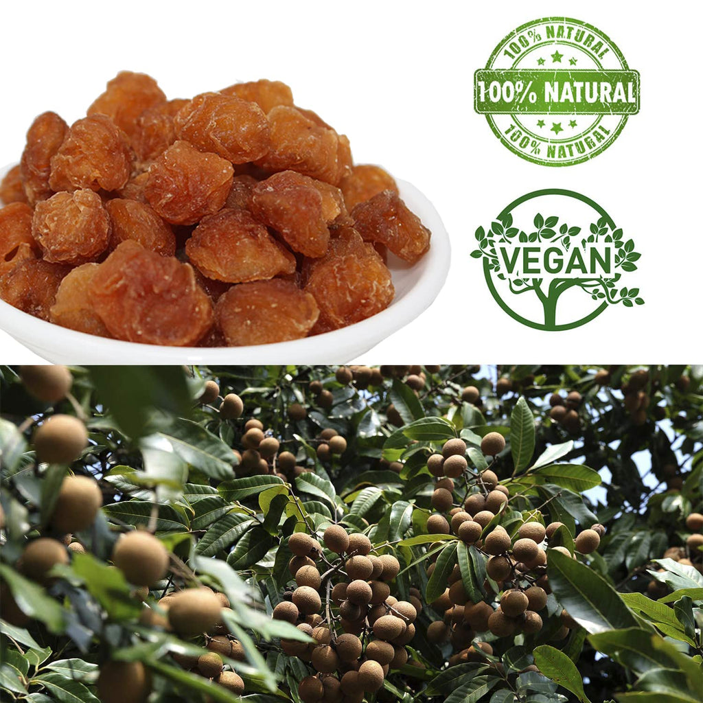 DABC OAK LAND Natural Dried Longan 100% Fruit Meat, Premium Thailand Sun Dried Longan, Naturally Sweet, Healthy, Gluten-Free, Vegan, High in Vitamins, Dried Fruit Supplement 8OZ/Bag