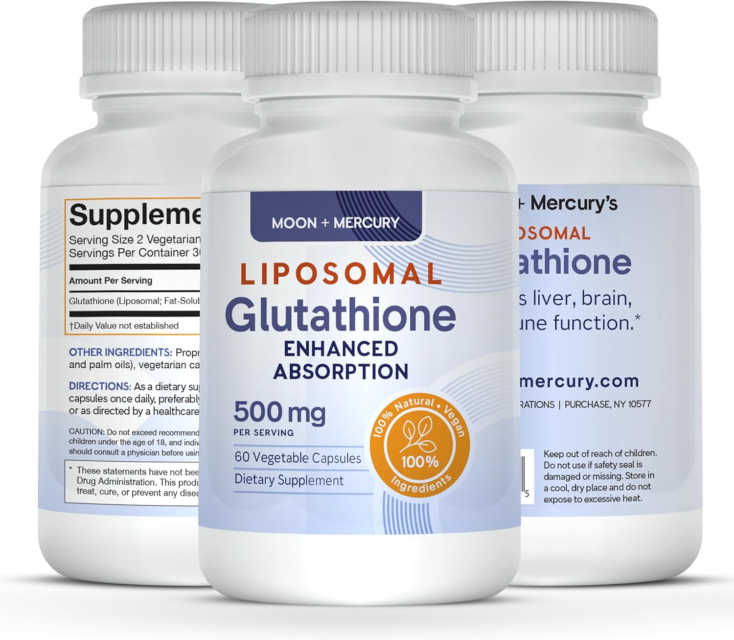 Liposomal Glutathione Non-GMO, Gluten Free 500mg Supplement - May Provide Immune Support, Liver Detox, Brain Health and Heart Health - 60 Glutathione Capsules