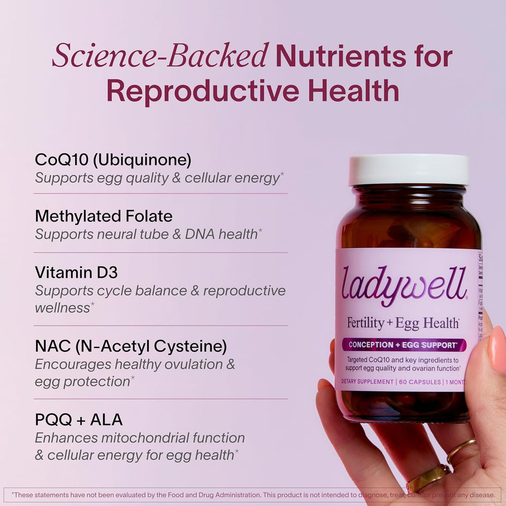 Fertility + Egg Health | Fertility Booster | Ovarian Health, Egg Quality, Ovulation & Healthy Conception Support | CoQ10, Folate + Key Ingredients | Science-Backed Women’s Supplement, 60 Ct
