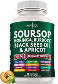Soursop Supplement - Moringa, Sea Moss, Black Seed Oil, Berberine, Turmeric, Apricot, Quercetin, Greens, Bitters, Boswellia, Bitter Melon, Burdock Root - 60 Capsules