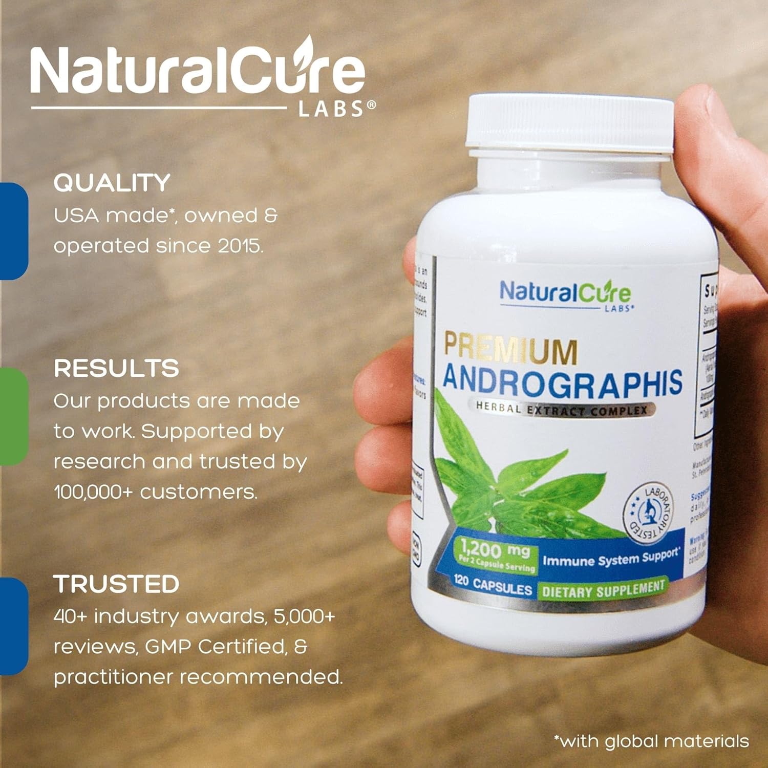 Premium Andrographis Paniculata Extract 1,200mg (100mg Andrographolides), 120 Capsules, Non-GMO, Vegan, Gluten Free