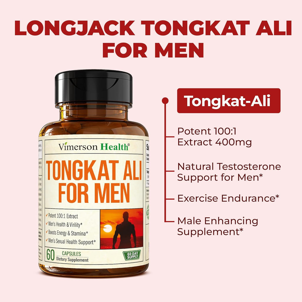 Tongkat Ali for Men - Premium & Potent Testosterone Supplement for Men with Longjack Tongkat Ali Powder - Male Enhancing Supplement for Workout - Testosterone Support & Muscle Builder - 2 Month Supply