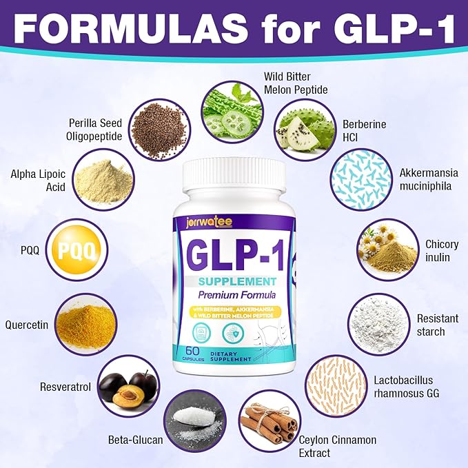 GLP-1 Supplements Women & Men, 14-in-1 GLP1 for Daily GLPl Level*,Metabolism*, Digestion & Energy, 5X Advance Formulate GLP 1 with Akkermansia Probiotic, 60 Caps