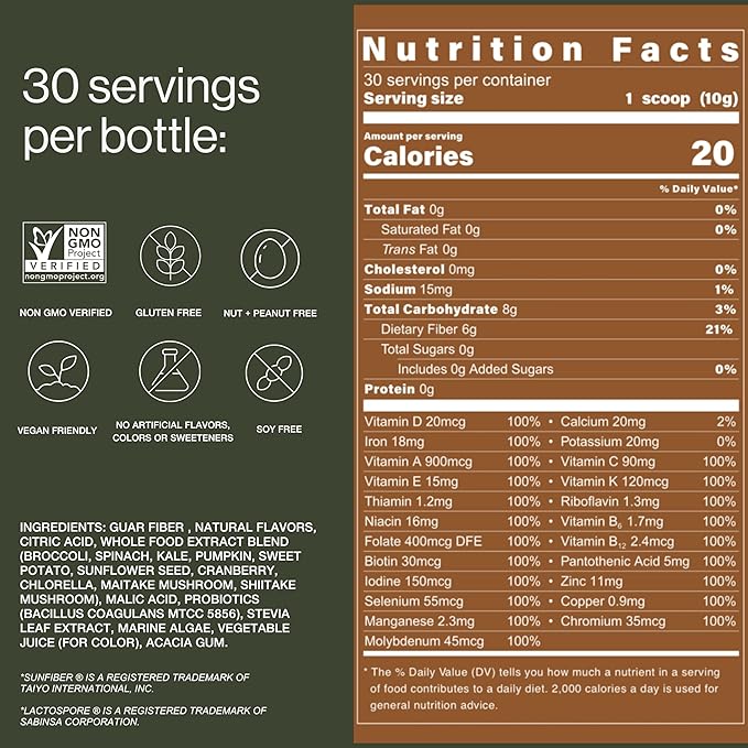 B.WILD Plant-Based Multivitamin Superfood Drink Mix – Bold Fruit Punch Flavor with Vitamins, Minerals, Prebiotics & Probiotics for Gut Health & Daily Wellness – 30 Servings – Vegan, Gluten-Free