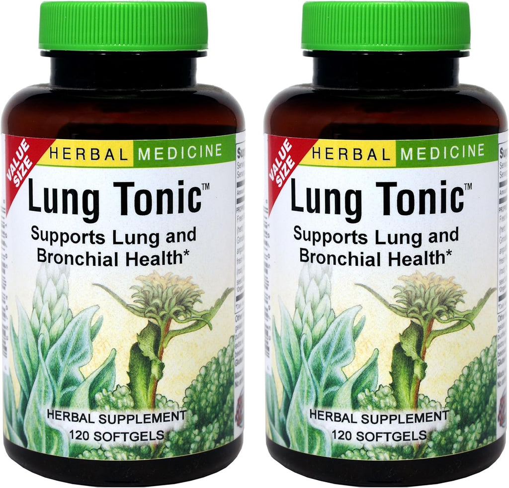 Herbs Etc. Lung Tonic - Lung Supplement for Bronchial Support - Healthy Breathing Support with Mullein, Horehound & Grindelia - 120 Softgels - 2 Pack
