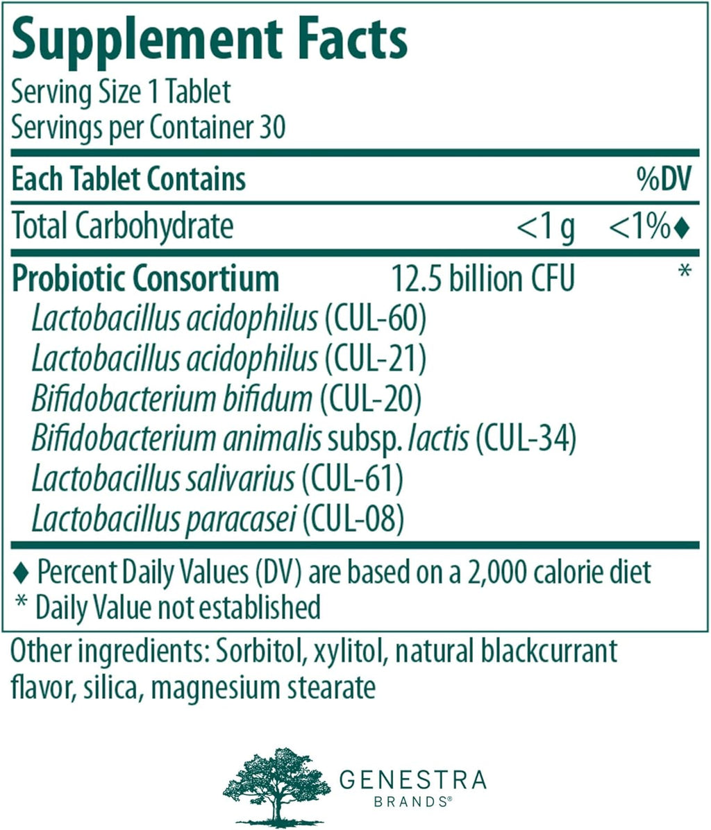 Genestra Brands HMF Child | Probiotic Formula to Support Healthy Gut Flora | 30 Chewable Tablets | Blackcurrant Flavor