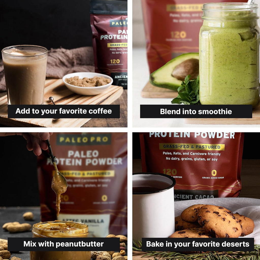 PaleoPro Protein Powder Grass-Fed, Pastured, Cage-Free Protein | Gluten & Dairy Free. No Sugar, Soy, Grains or Net Carbs | Paleo & Keto Friendly - 15 Servings (16 oz, Plain)