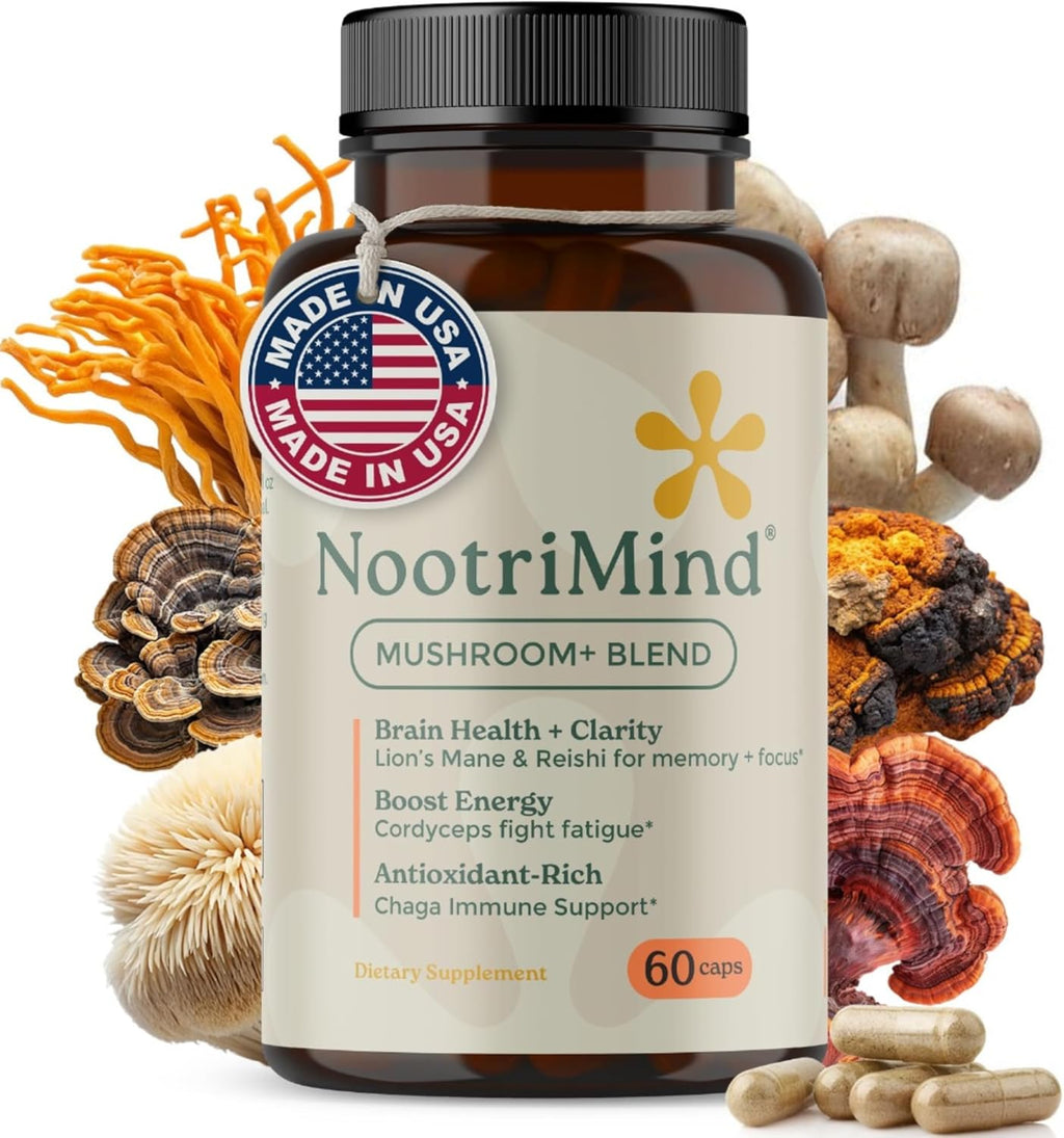 Mushroom Complex – Organic Lions Mane | Reishi | Cordyceps | Turkey Tail | Chaga | Maitake | Shiitake – Brain, Memory & Immune Support – Non-GMO, Gluten-Free - 60 Capsules
