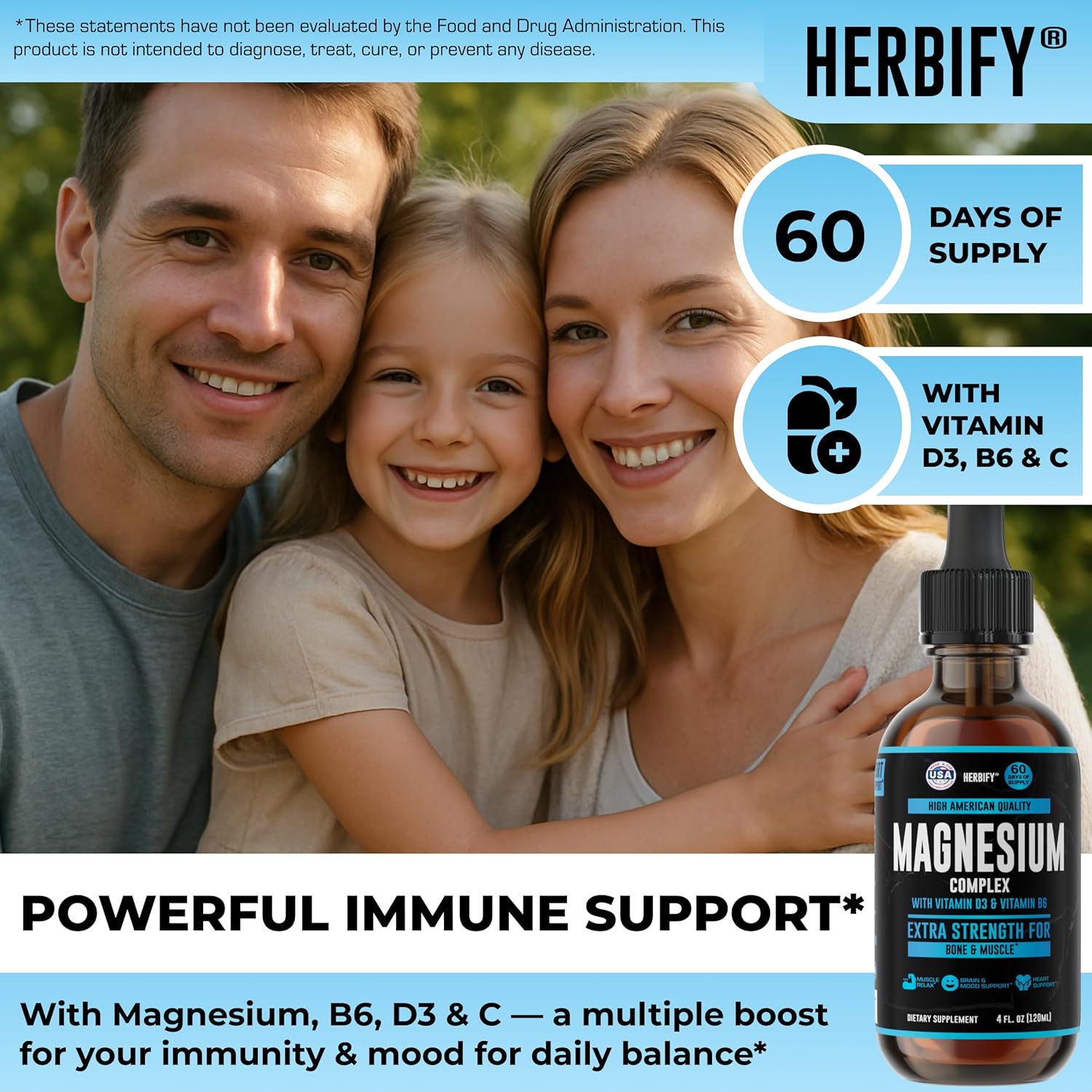 Magnesium Complex Drops - Magnesium Glycinate Liquid Citrate L-Threonate Complex with Vitamin D Vitamin B6 Vitamin C - Potassium supplement for Muscle, Mood, Heart & Nerve Support – Made in USA - 4 Oz