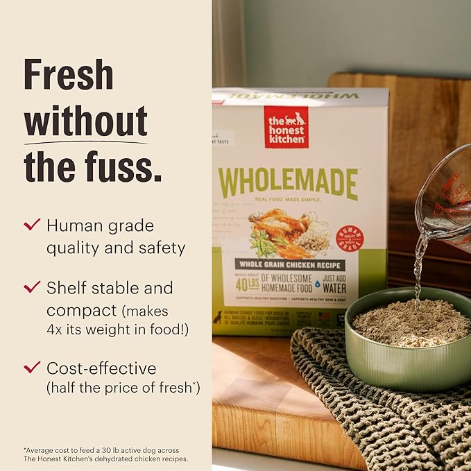 The Honest Kitchen Human Grade Wholemade™ Dehydrated Whole Grain Dog Food - Complete & Balanced Meal or Topper - Chicken 4 lb Box