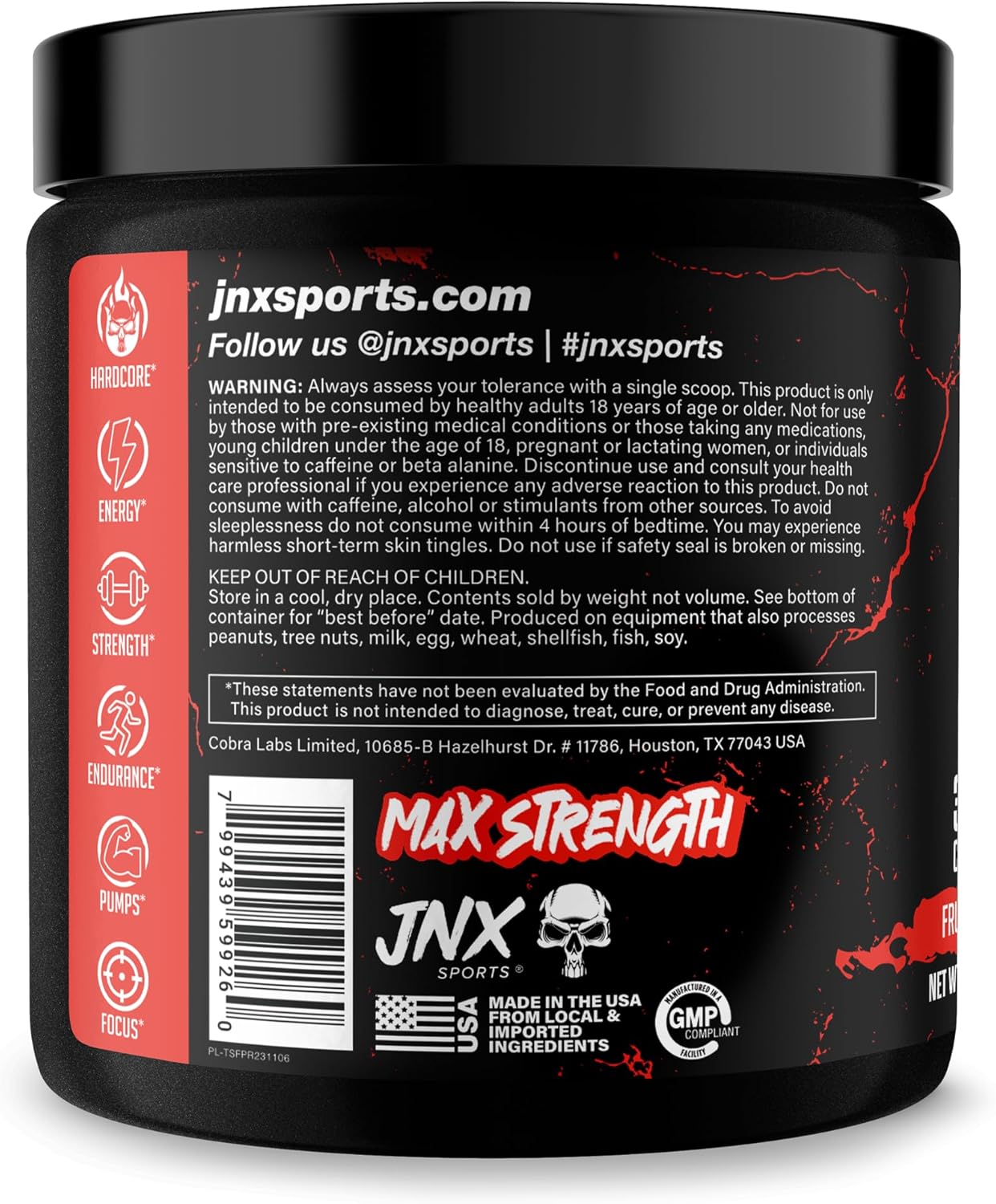 JNX SPORTS The Shadow! 350mg of Caffeine Hard Core Preworkout - Fruit Punch 30 Servings | Electric Energy, Mental Focus & Superhuman Strength for Men & Women
