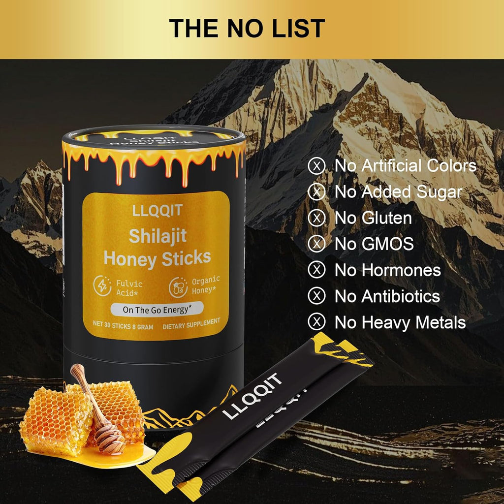 Pure of Himalayan of Shilajit of Honey Sticks with Organic & Saffron, 85+ Trace Minerals, 75%+ Fulvic Acid, 30 Count | Natural Energy & Immunity Booster | Easy Single-Use Packets