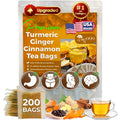TOG999, 200 Bags Premium Turmeric Ginger Cinnamon Tea. Upgraded Version. Improve Digestion, Support Brain, Weight, Skin and Sleep. Eco-Conscious Tea Bags. No Sugar, No Caffeine, No Gluten, Vegan.