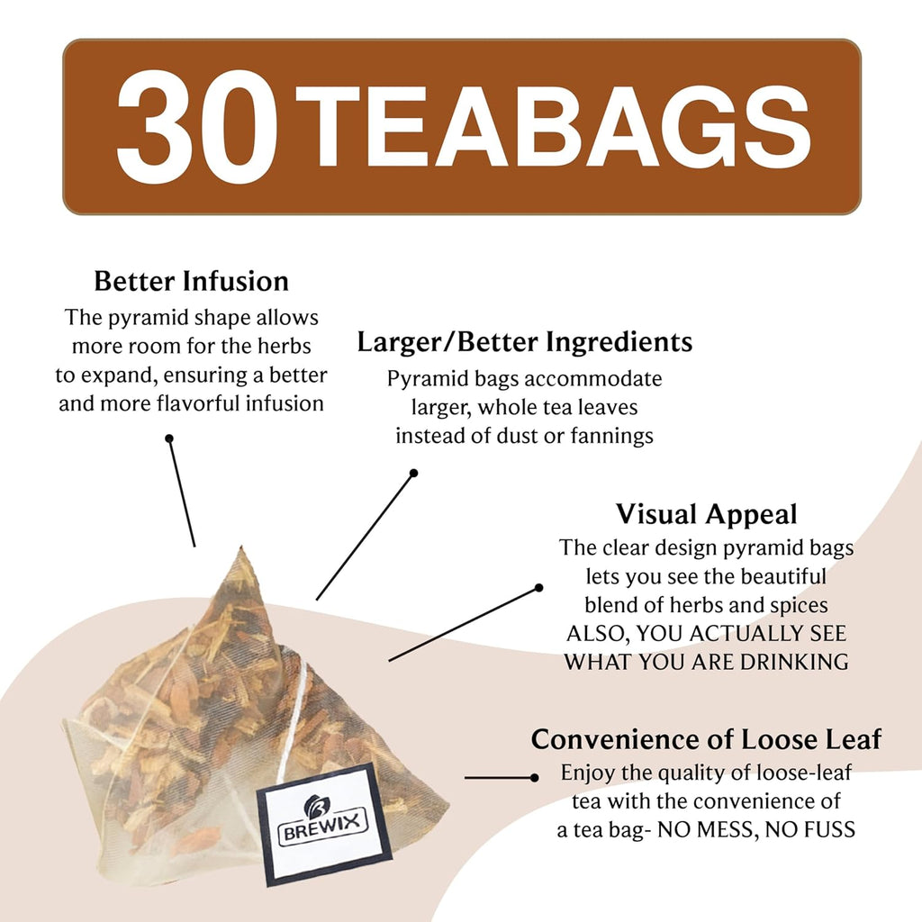 BREWIX, Campfire Cinnamon Black Tea (30 Pyramid Tea Bags) | Black Tea with Orange & Cinnamon | Sweet and Spicy Tea | Energy Tea