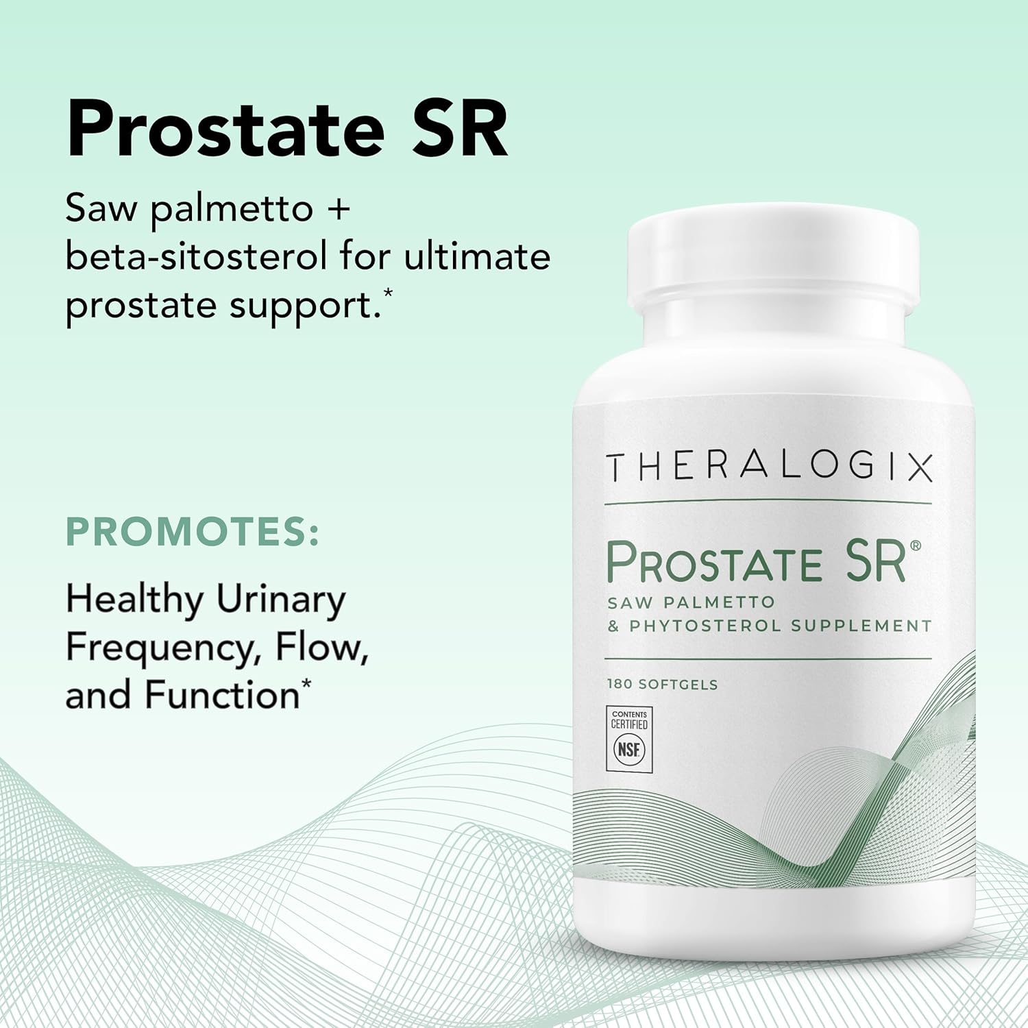 Theralogix Prostate SR Saw Palmetto & Beta-Sitosterol Supplement - Supports Healthy Urinary Tract Function in Men* - 90-Day Supply - NSF Certified - 180 Softgels