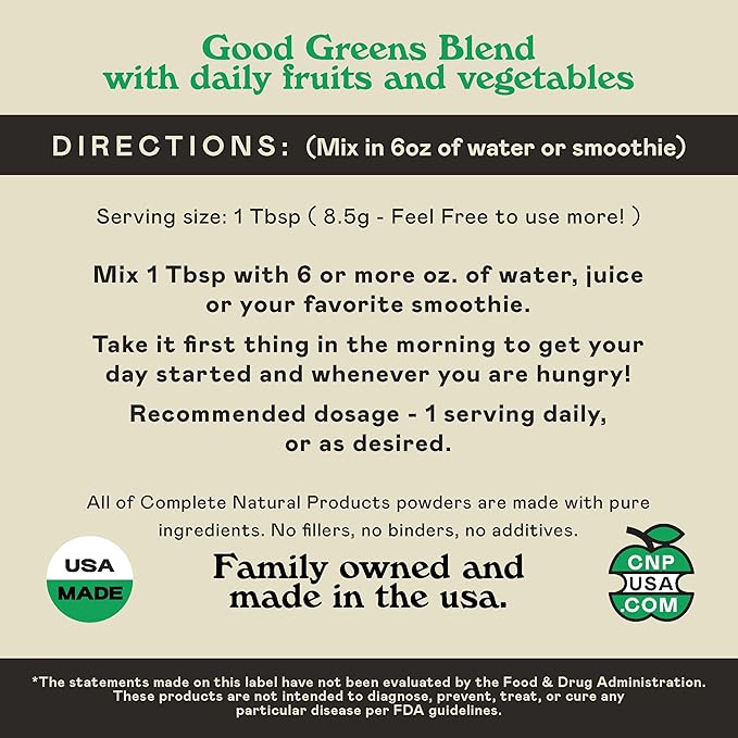 Good Greens Superfood Powder - The Healthy Greens Blend - 9oz 30 Servings
