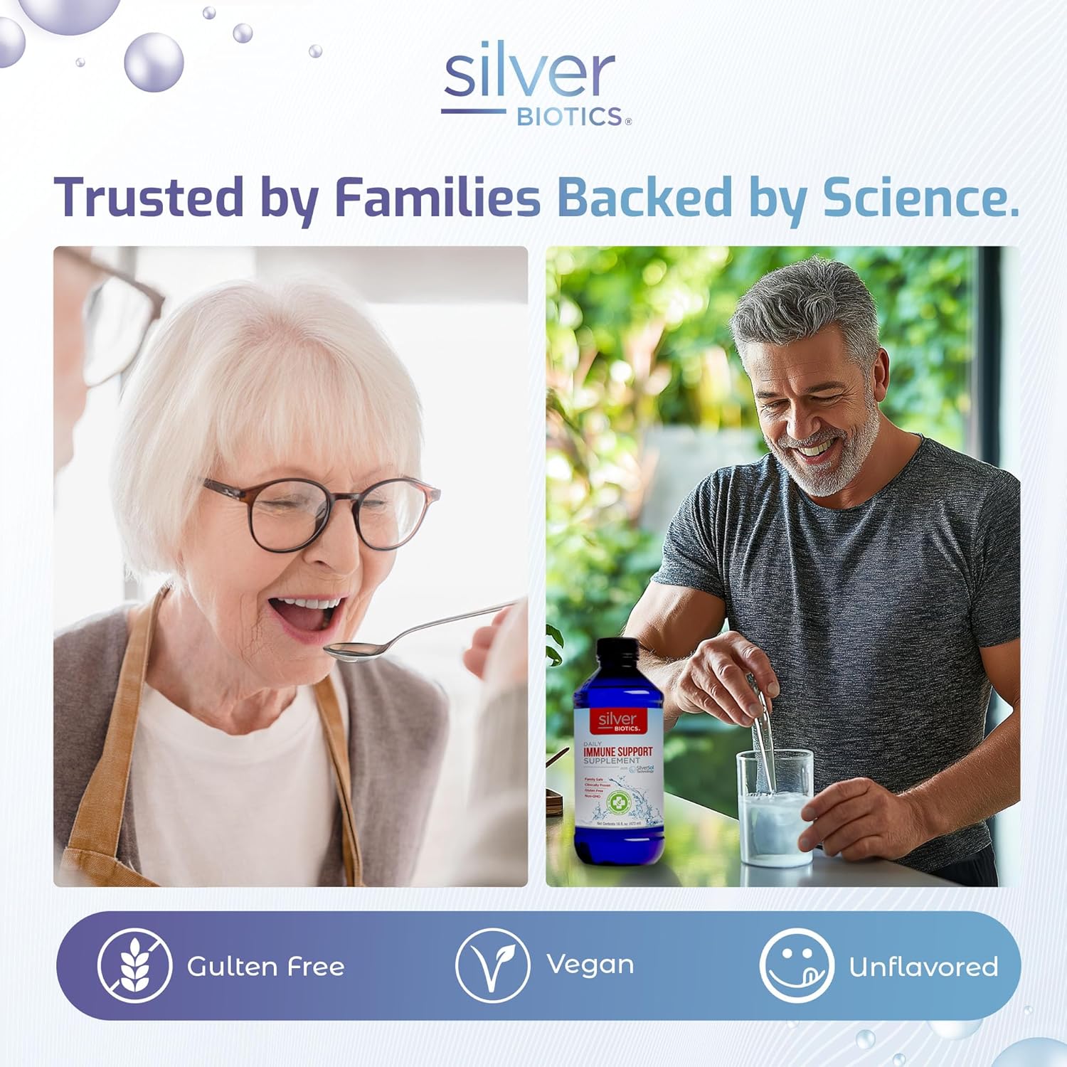 Silver Biotics Advanced Silver Technology, SilverSol Ag₄O₄ 10 PPM Immune Support | Bio-Hacking Immune Building Natural Support | 32 Fl Oz