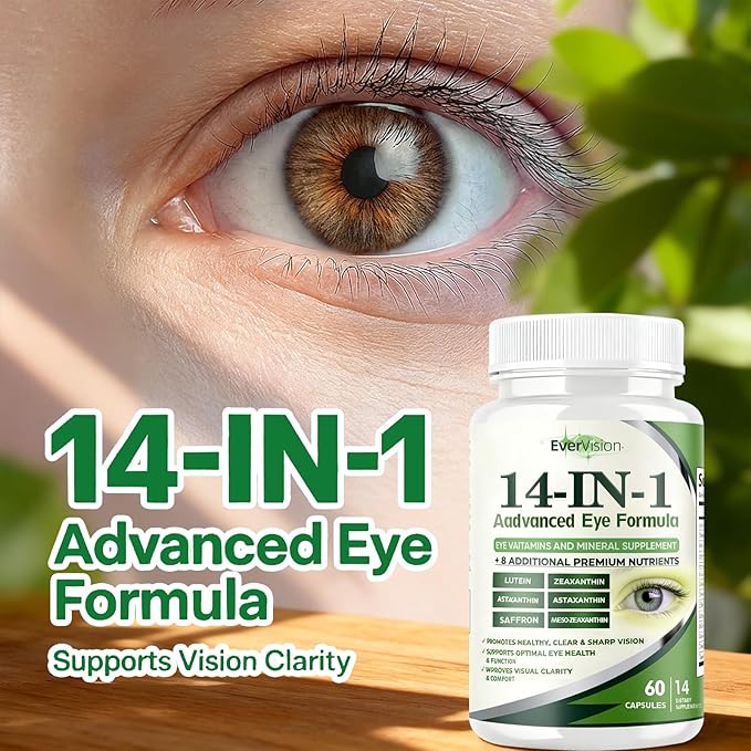 Evervision 14 in 1 Advanced Eye Formula, Eye Vitamin and Mineral Supplement, 60 Capsules -2PCS