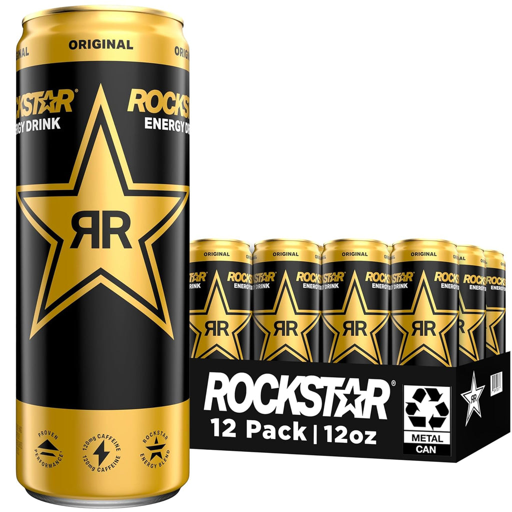 Rockstar Energy Drink, Original, 12oz Sleek Cans (Pack of 8)