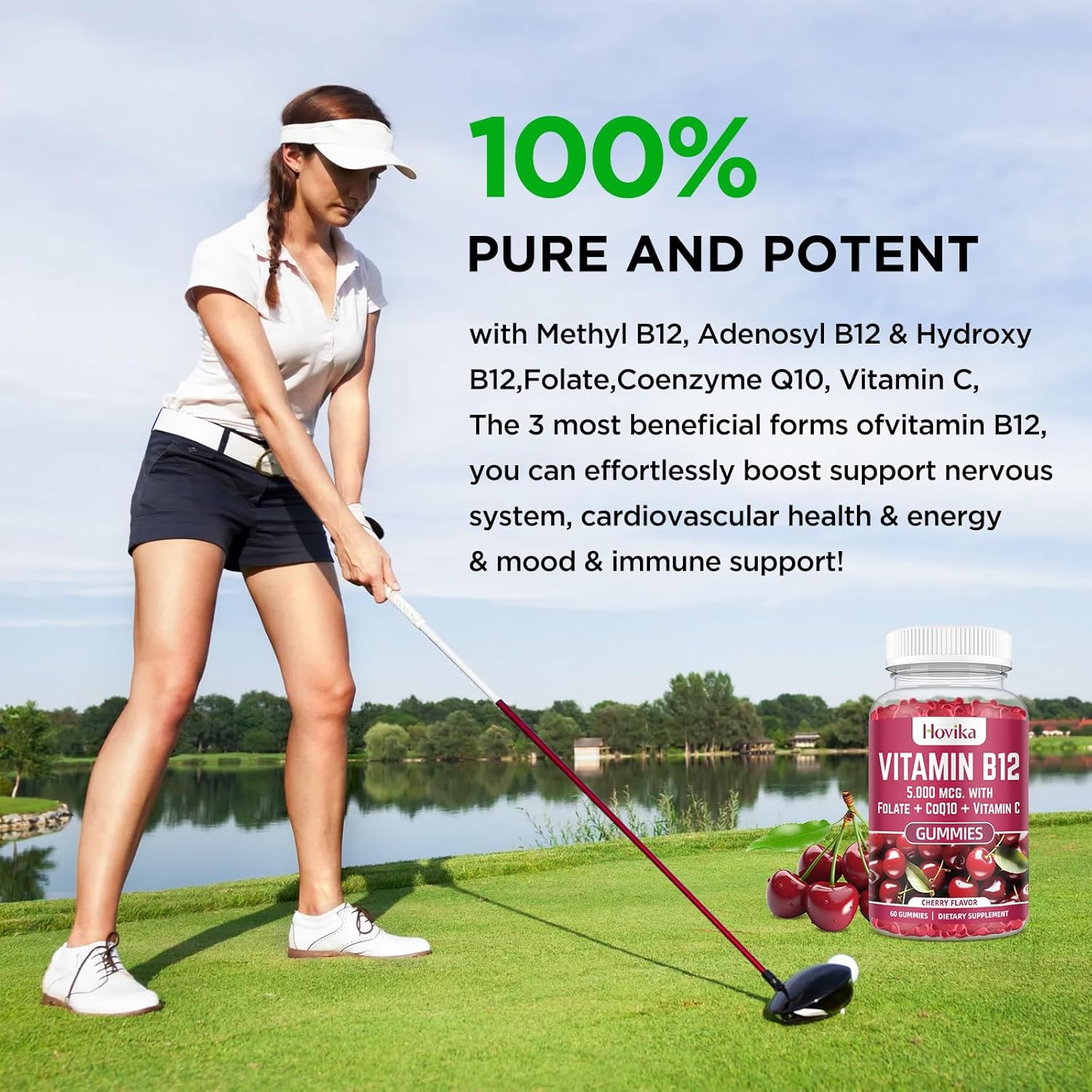 Vitamin B12 Complex 5000 mcg Methyl B12, Adenosyl B12 & Hydroxy B12, with Coenzyme Q10, Folate, Vitamin C, Chewable B 12 for Energy Support, Metabolism, Bone Health - Cherry Flavor, 2 Pack