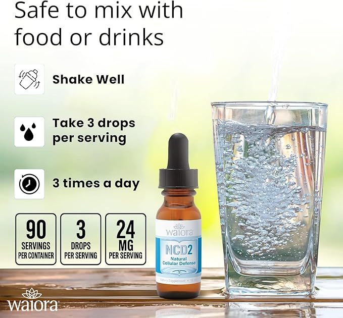 NCD2 Liquid Mineral Supplement, Advanced Cellular Support Formula, Daily Digestive & Detox, Immune, pH Balance, Cleansing; Easy-to-Use Drops (One .5 oz Bottle, 90 serv.) by Waiora