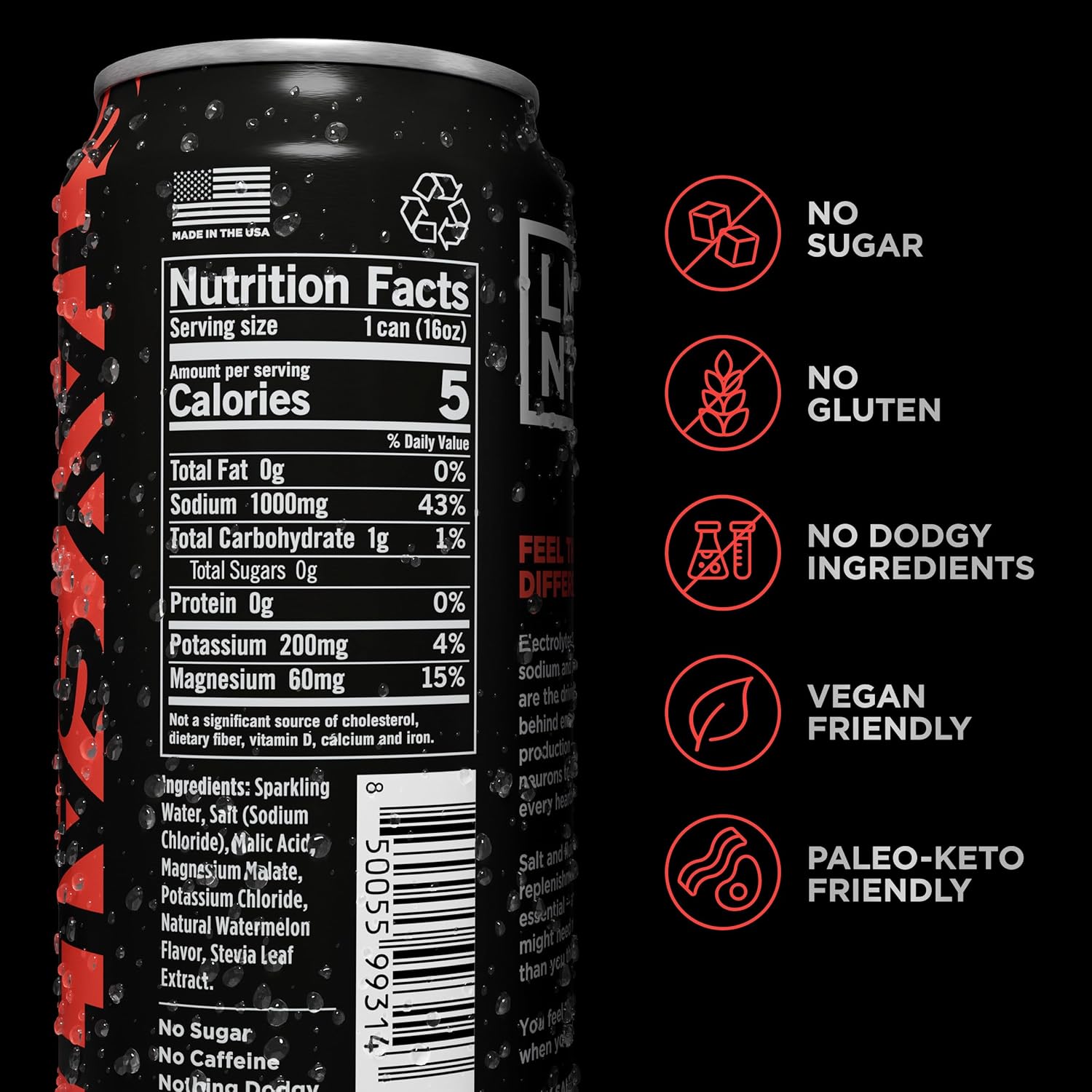 Drink LMNT Sparkling Electrolyte Drink - Watermelon Salt | 12-Count
