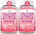 Calcium Citrate Gummies 1200 mg for Adults, High Absorption Pure Calcium Supplement for Women & Men, Sugar Free, Non-GMO, Gluten Free, Supports Muscle & Immune - Natural Peach Flavor, 120 Gummies