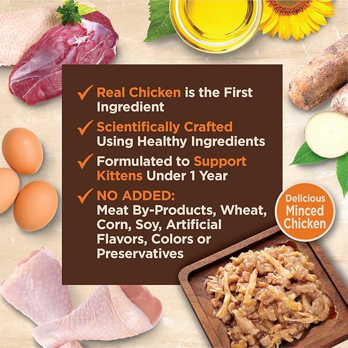 Wellness CORE Tiny Tasters Minced Kitten Wet Cat Food, Natural, Protein-Rich, Grain Free, 1.75-Ounce Pouch, 12 Pack, (Chicken)