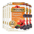 Twinings Superblends Immune Support+ Zinc Blackberry Flavoured Hibiscus, Elderberry Herbal, Naturally Caffeine-Free, 16 Tea Bags (Pack of 6), Enjoy Hot or Iced, 96 Teabags