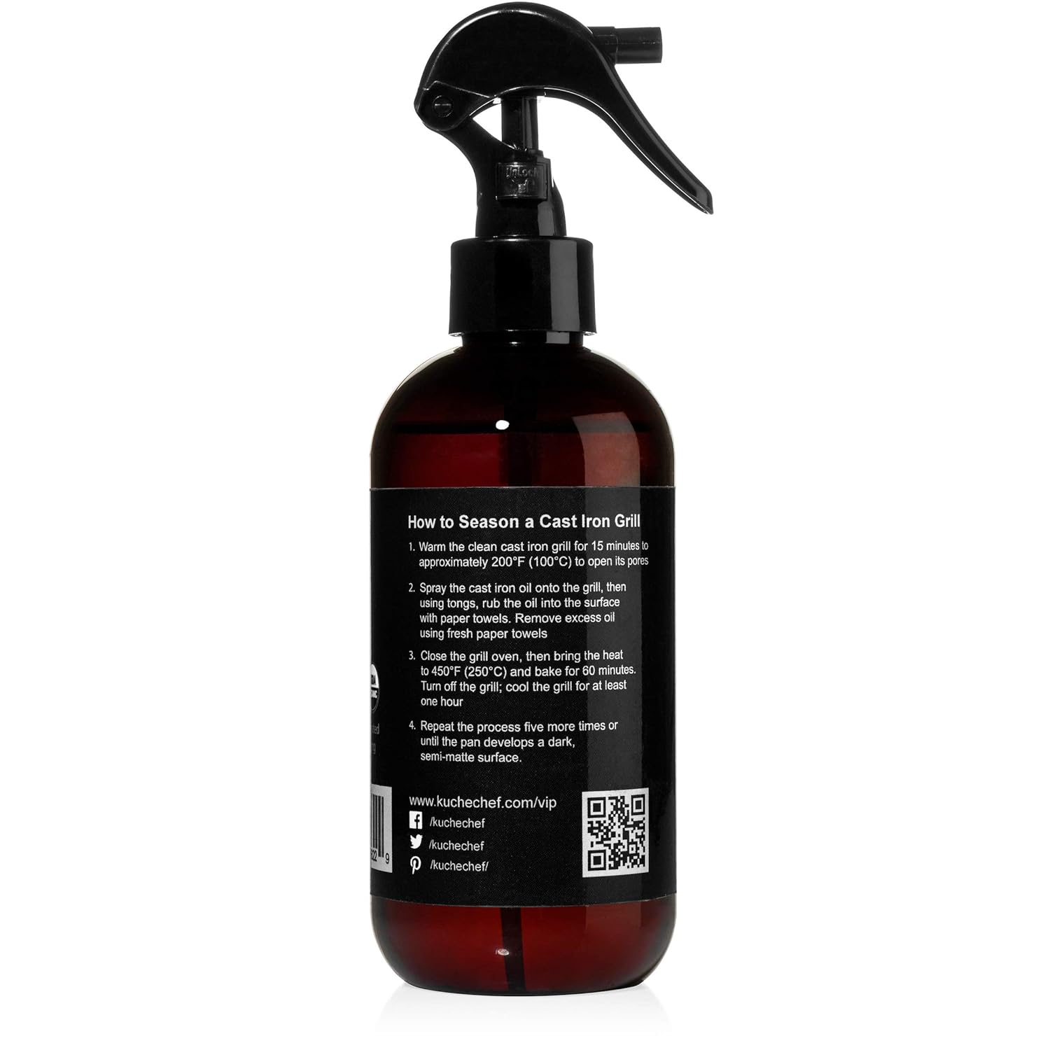 Organic BBQ Grill Seasoning Oil (8oz) - Made from Flaxseed Oil grown and pressed in the USA - Creates a Non-Stick Seasoning on All Cast Iron Grills and BBQs (240ml)