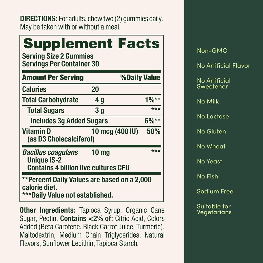 Nature's Bounty Probiotic Gummies, Immune Health & Digestive Balance, Pineapple, Raspberry and Orange Flavor Gummies, 60 Ct