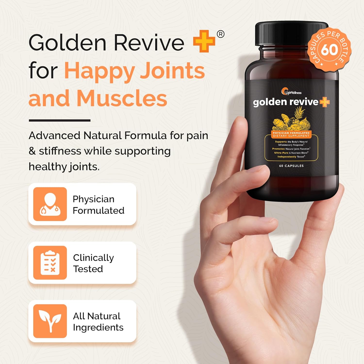 Golden Revive + Joint Support Supplement Featuring Turmeric with Black Pepper, Quercetin, and Magnesium- Turmeric Boswellia Supplement - 6 Active Ingredients - 60 Capsules, 5 Pack