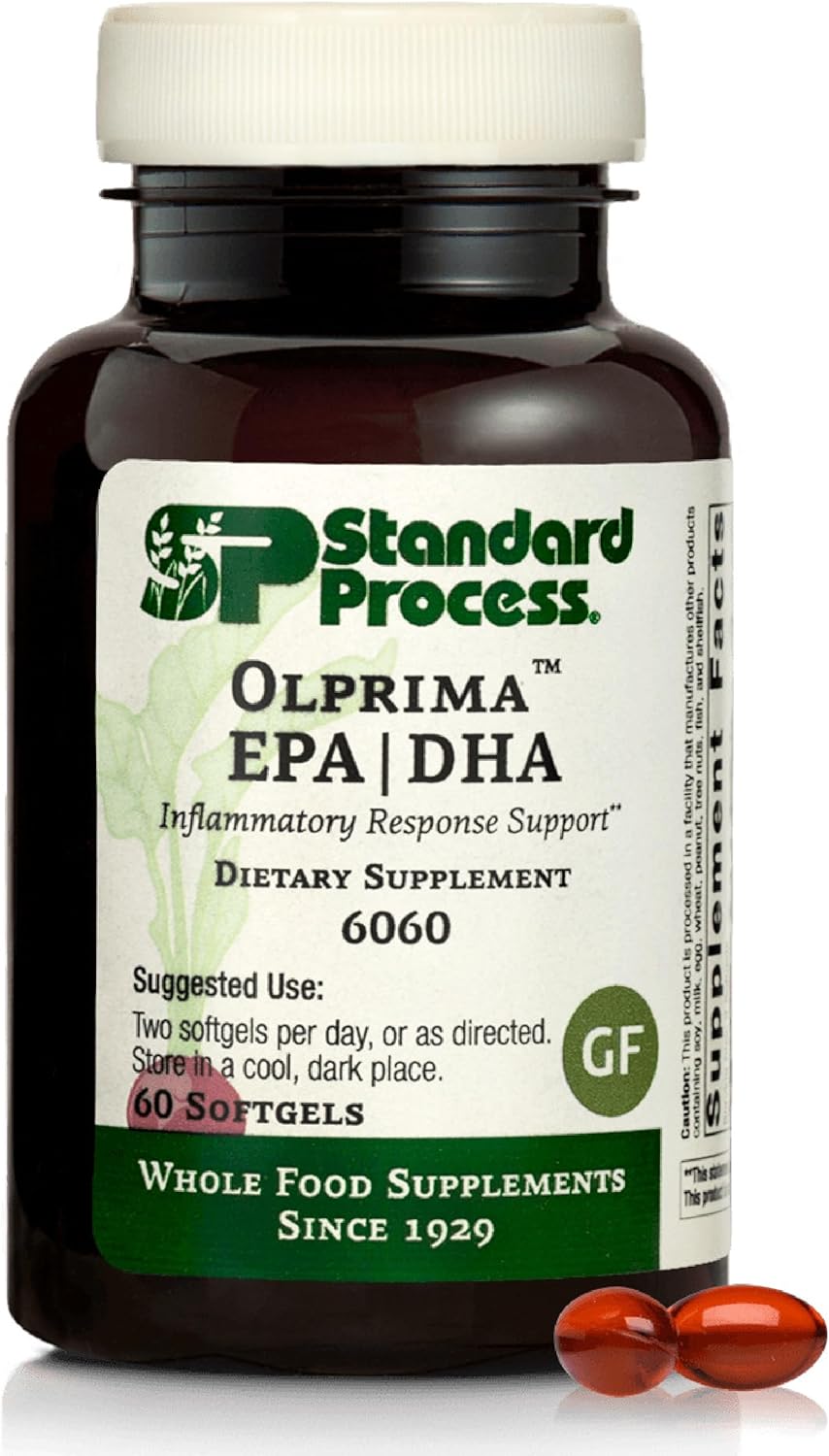 Standard Process Olprima EPA|DHA - Supplement for Brain Health with Omega-3 - Supports a Healthy Heart - Gluten-Free, Non-Dairy & Non-Soy - 60 Softgels (30 Servings)