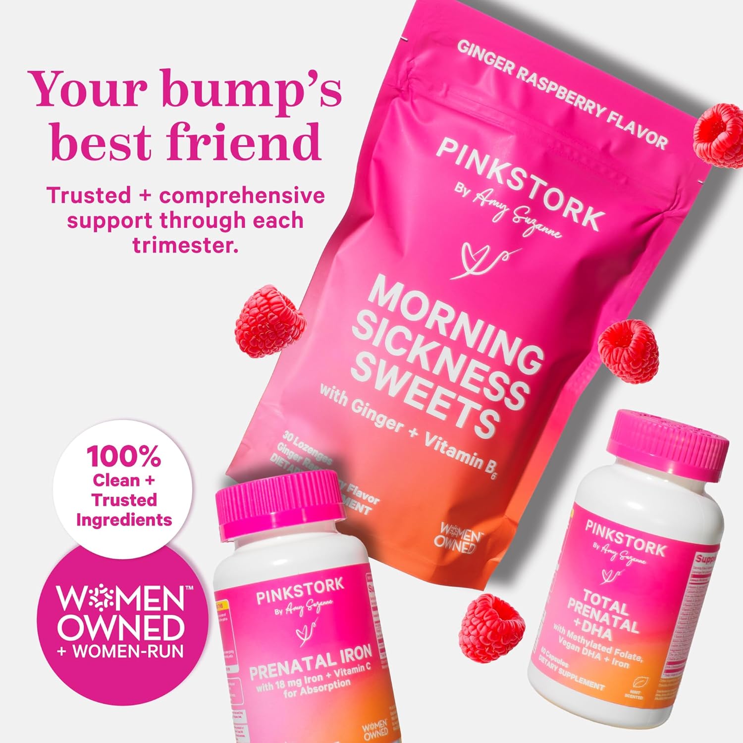Pink Stork Folate: Methyl Folate - MTHFR Acid, Natural Form of Folic Acid for Pregnancy, Formulated for Mom + Baby, Women-Owned, 60 Capsules (Packaging May Vary)