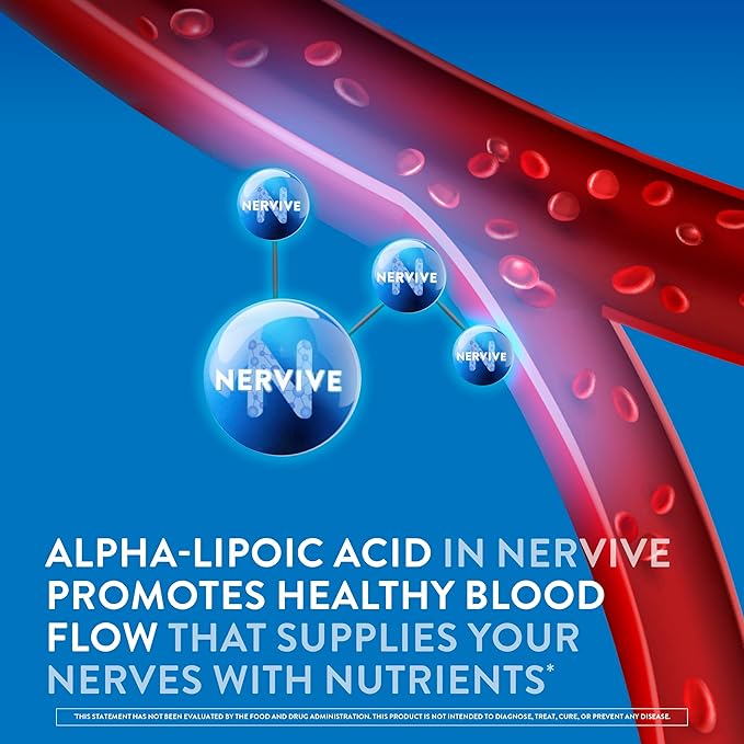 Nervive Nerve Health, Alpha Lipoic Acid, Fortify Nerve Health, Healthy Nerve Function, Healthy Blood Circulation, Supplement, Tablet, 60 Tablets