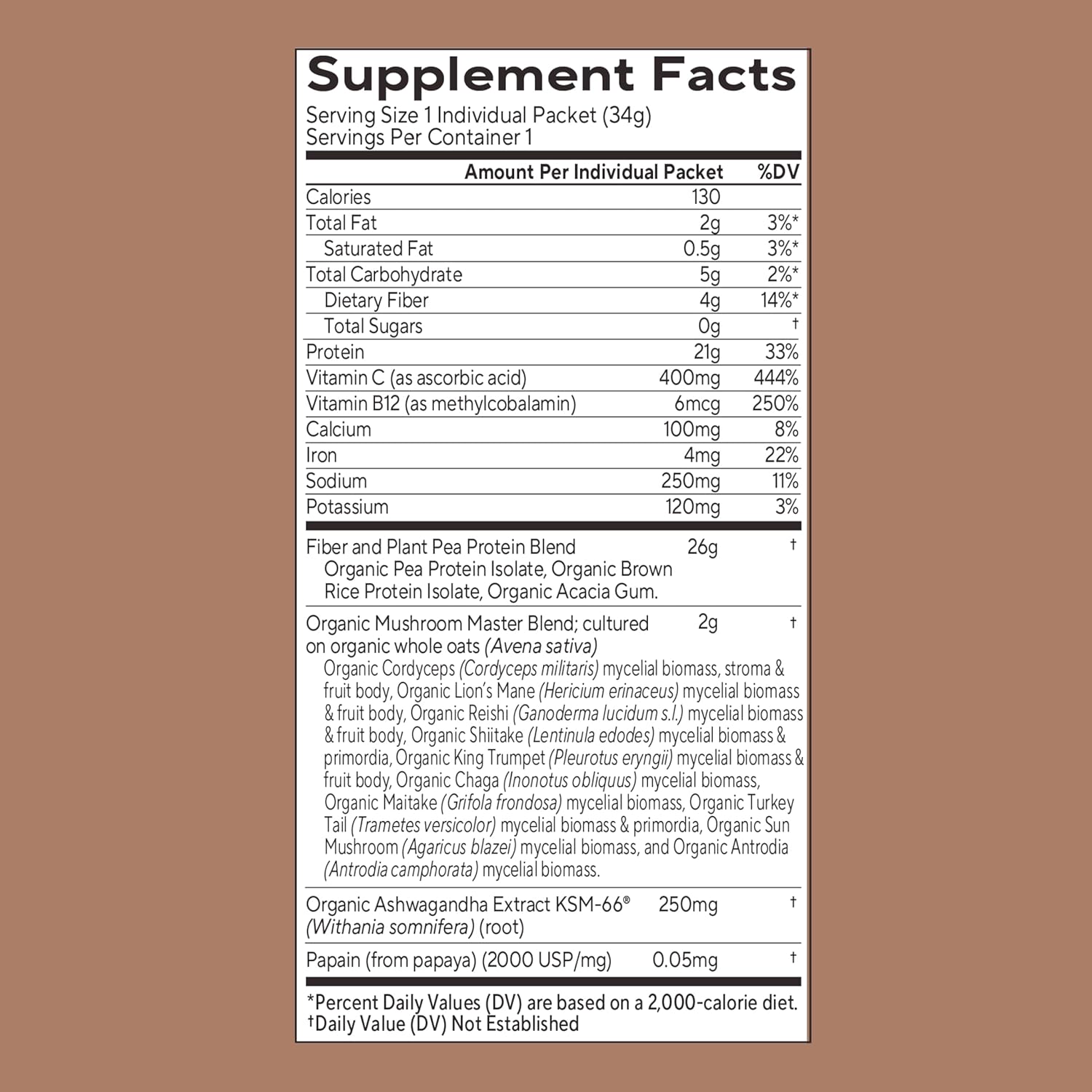 OM MUSHROOM SUPERFOOD Master Blend Creamy Chocolate Protein Powder, 16 Servings, Plant-Based with 10 Mushroom Complex for Recovery & Energy, GLP-1 Support