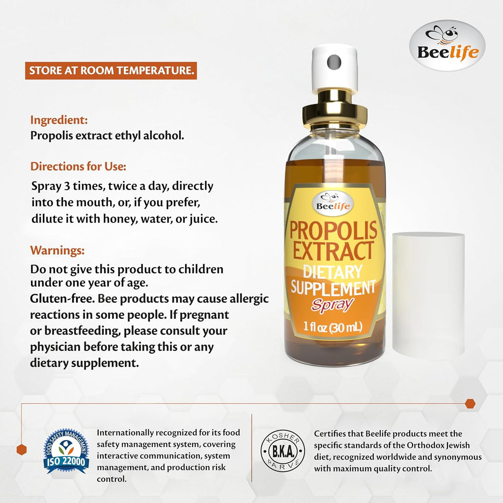 Beelife Propolis Sore Throat Relief Spray - Propolis Spray - Natural Immune Support, Helps Calm Cough & Dry, Itchy Throat - No Sugar - 3-Pack