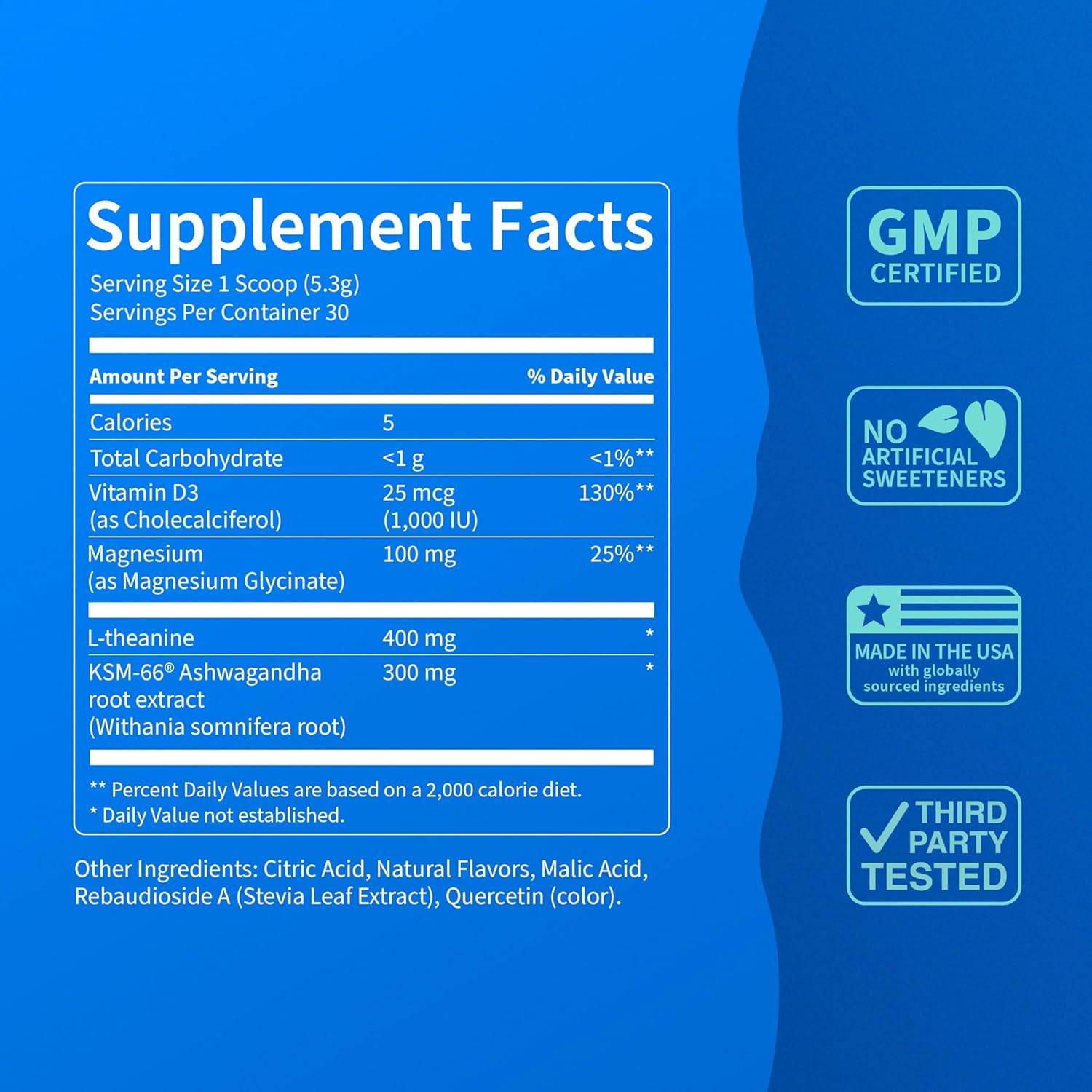 Supercalm Powdered Drink Mix, Lemon Lime, L Theanine, Ksm-66 Ashwagandha, Magnesium Glycinate, Vitamin D 3, Supplements for Relaxation & Focus, Natural, No Sugar, Non GMO, 30 Srvgs