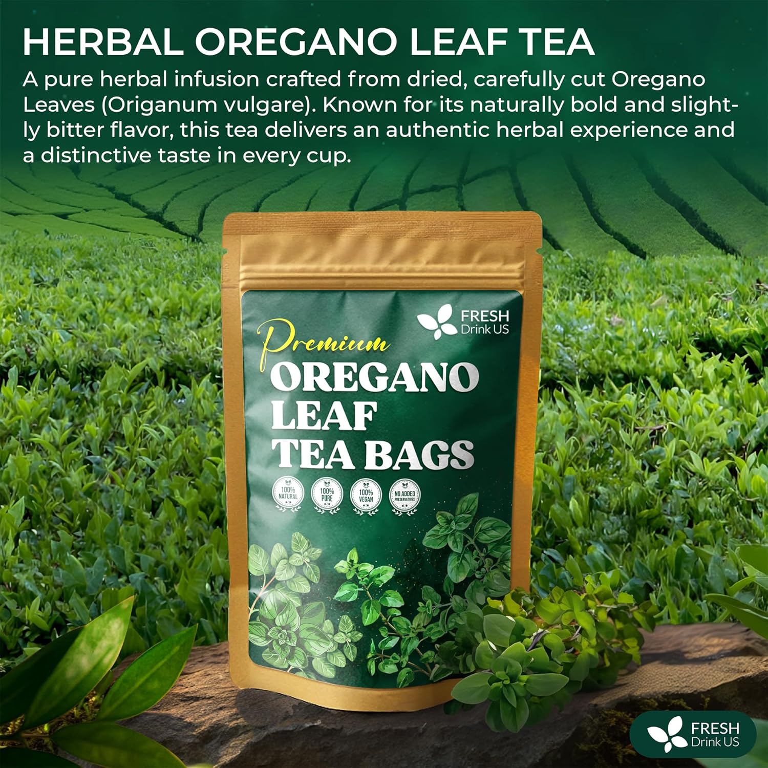 FreshDrinkUS, Oregano Leaf Tea | 135 Tea Bags – Pure Herbal Infusion from Origanum vulgare - Naturally Bold & Aromatic Flavor - Premium Quality, Sustainably Sourced. Vegan