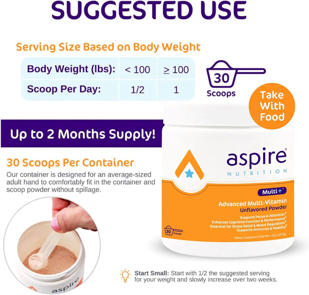 Aspire Multi+™ Advanced Multivitamin for Kids, Men & Women (unflavored Powder)