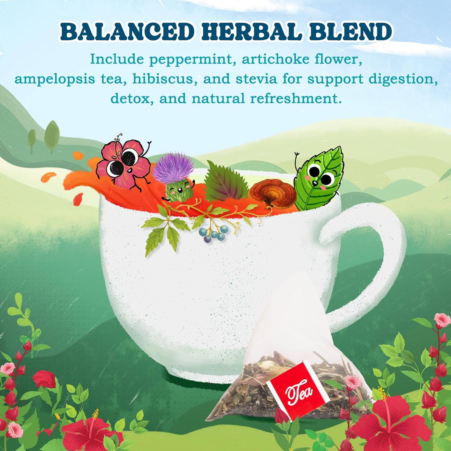 LoveinTea Peppermint Herbal Tea Bags, Caffeine-Free, 100% Natural Vietnamese Peppermint Blend, Plant-Based Pyramid Bags, 30 Count
