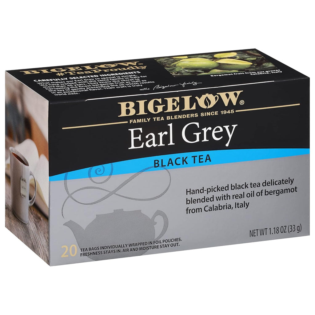 Bigelow Tea Earl Grey Flavored Black Tea, Kosher, 20 Bags, 1.18 Ounces (Pack Of 6)